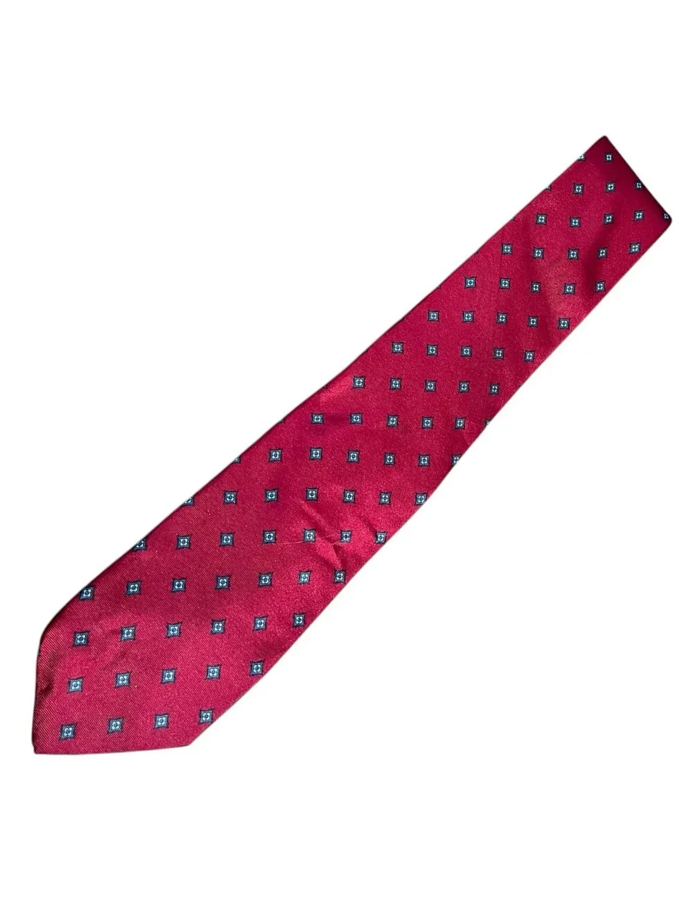Vintage Christian Dior Red Designer Medallion Silk Neck Tie